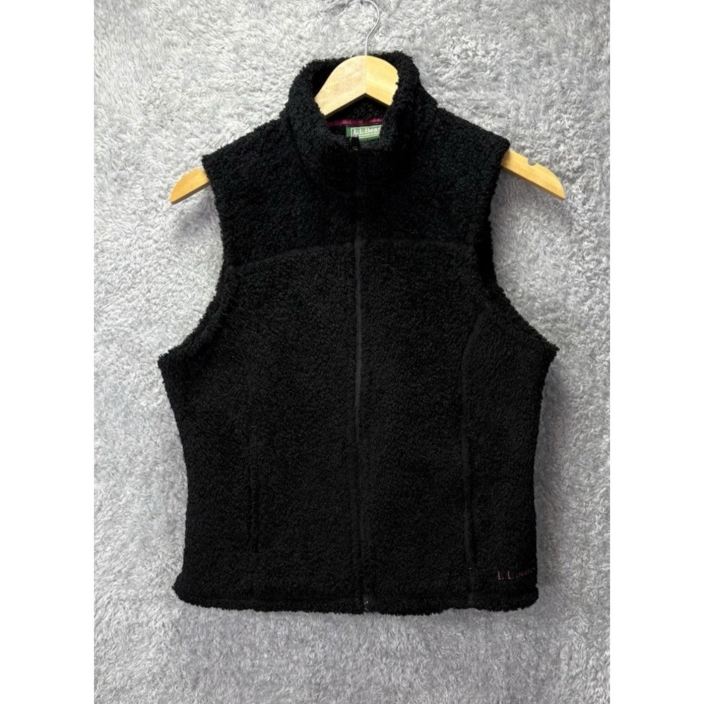 L.L. Bean Women's Small Polartec Fleece Vest Black Full Zip Sherpa Outdoor